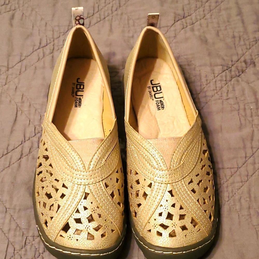 JBU by Jambu memory foam gold‎ colored flats
